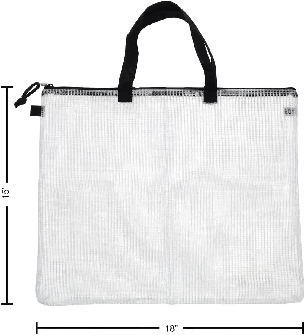 Pro Art Mesh Vinyl Zipper Bag, 15-inch x 18-inch Handle, Translucent