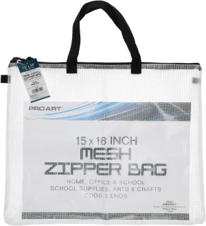 Pro Art Mesh Vinyl Zipper Bag, 15-inch x 18-inch Handle, Translucent