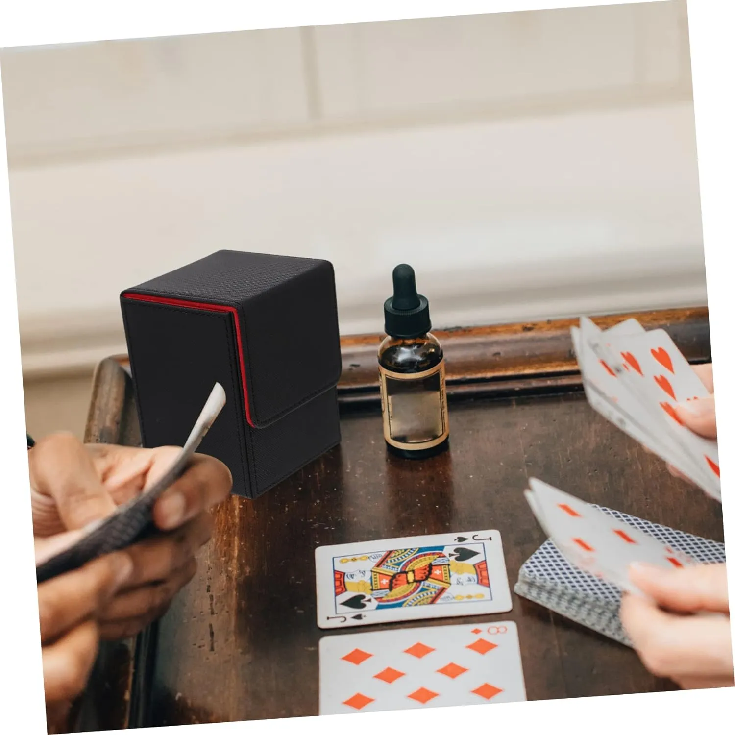 Pu Leather Playing Card Case Compact Storage Box for Decks Organizer for Trading Cards Smooth Edges for Safety for Collectors and Game Enthusiasts and Design