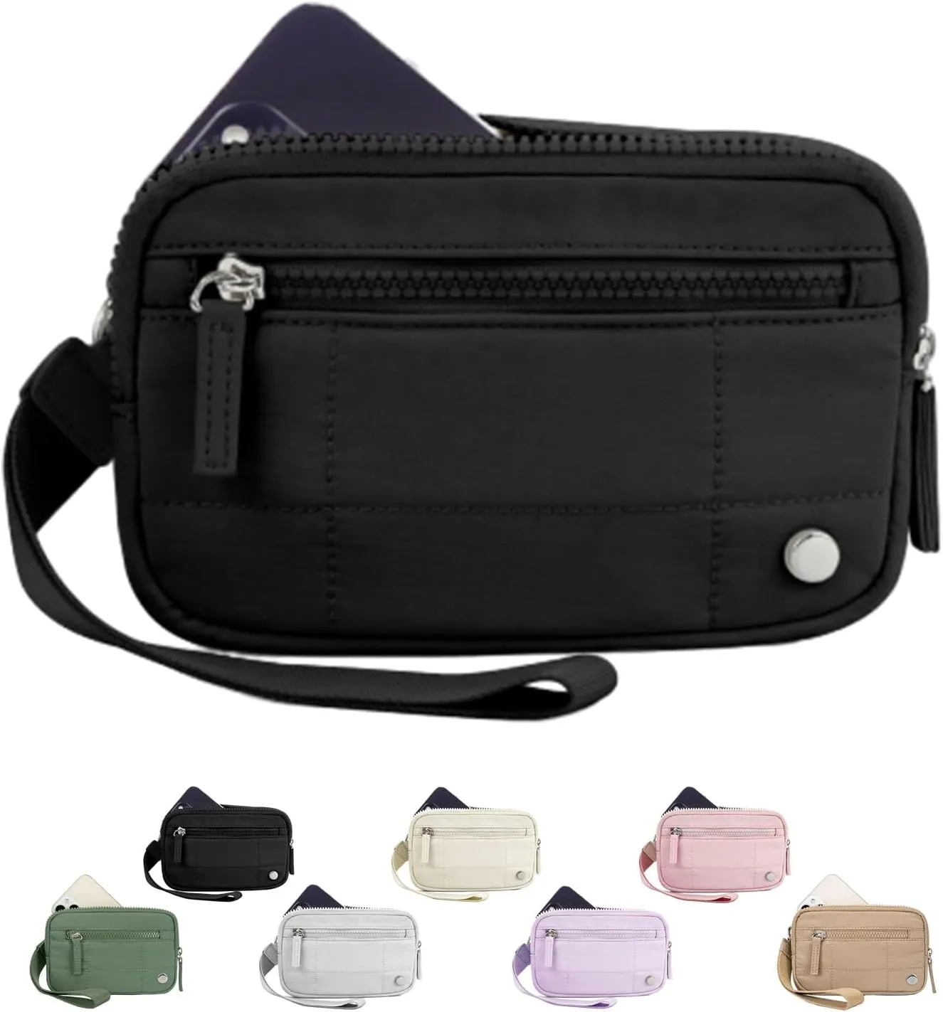 Puffer Wristlet Wallet Fits Phone, Casual Wristlets Purses Card Wallets, Credit Card Holder Phone Organizer