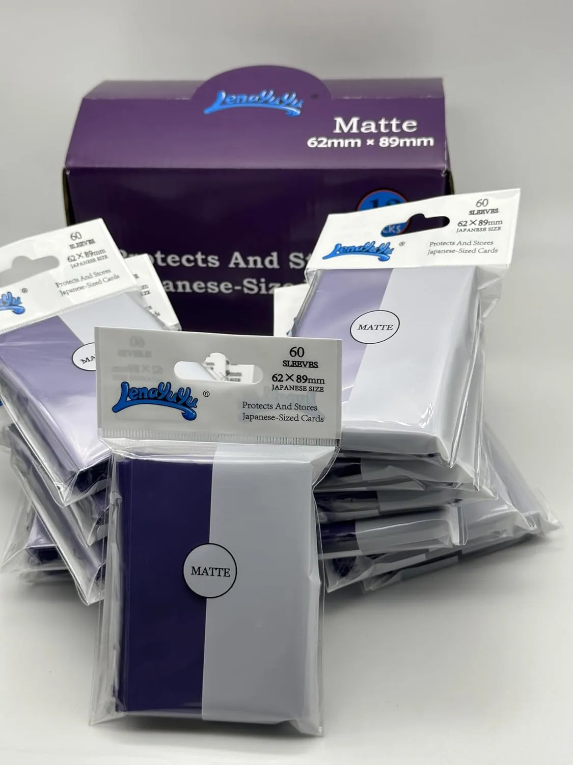 Purple Double Matte Japanese Small Card Sleeves, 720 Counts, 12 Packs, 62mm x 89mm, Polypropylene, Perfect for Japanese Trading Cards