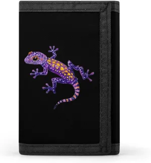 Purple Lizard Mens Trifold Wallet Slim 8 Card Slot Purse with Photo Window & Keychain Coin Clip