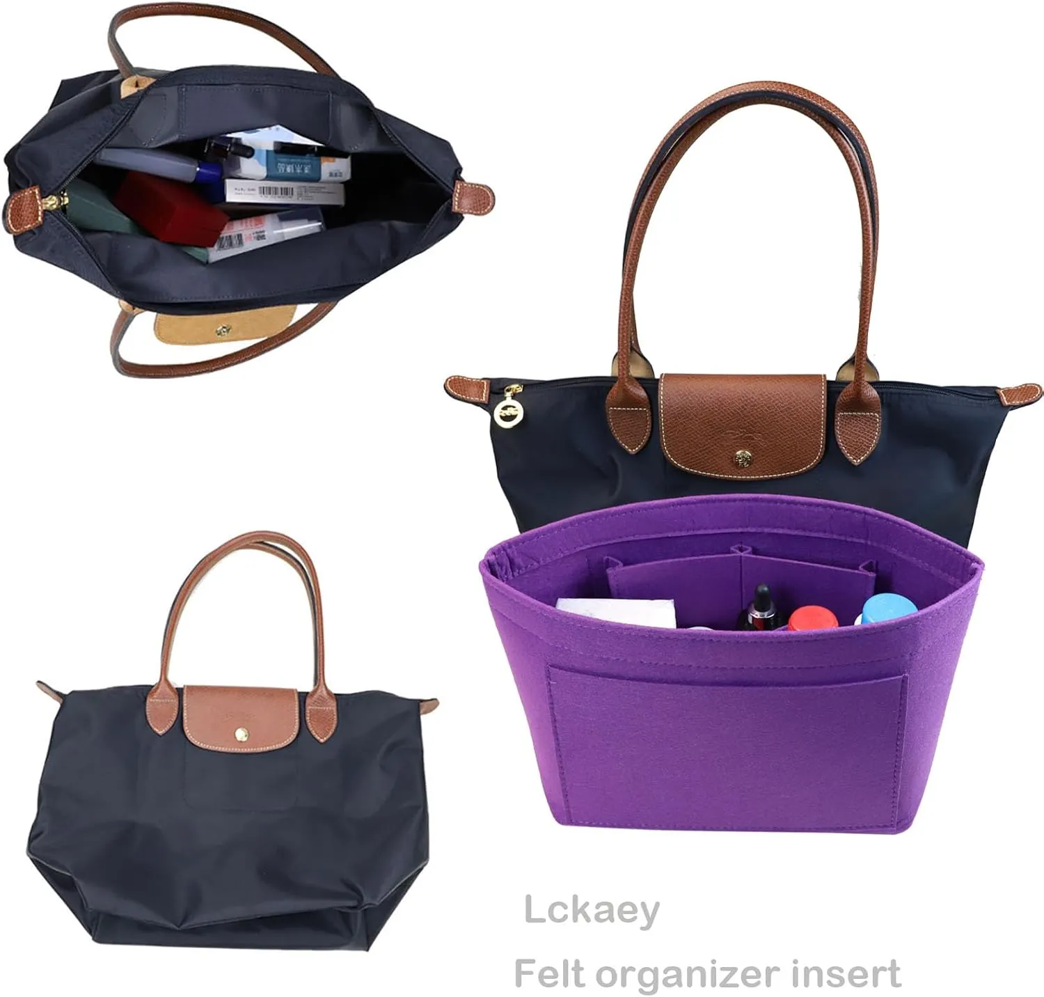 Purse Organizer Insert for Longchamp Le Pliage Neo Handbags Insert Organizer 1012purple-S