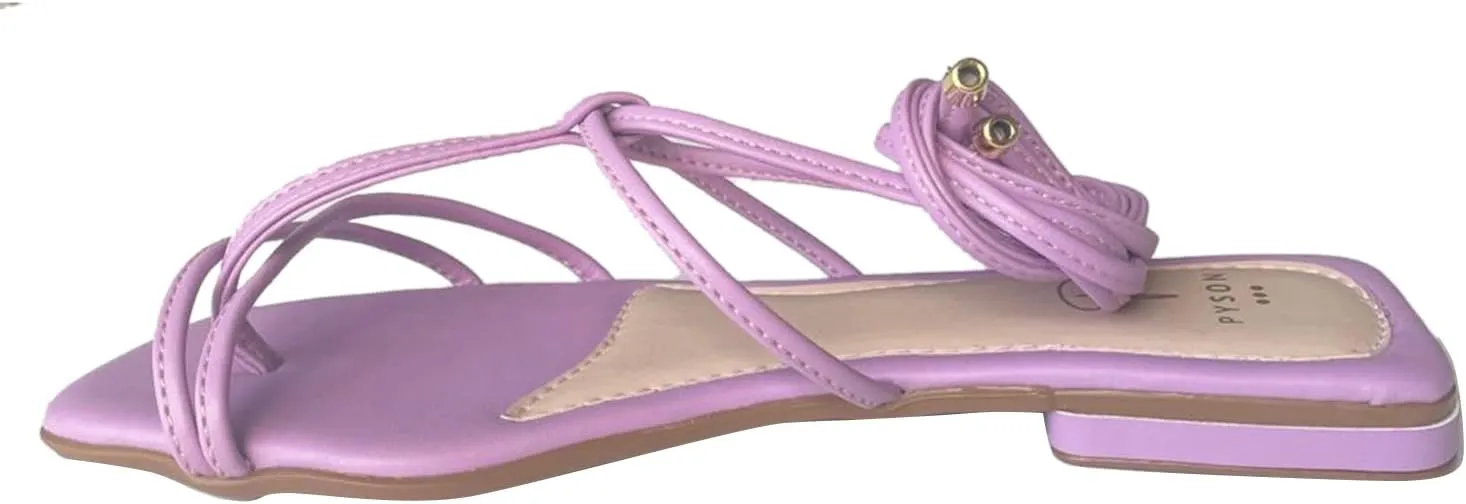 Pyson Faux Leather Fashionable, Comfortable & Durable Perfectly Fit Flat Sandals Lace Up Footwear For Women and Girl
