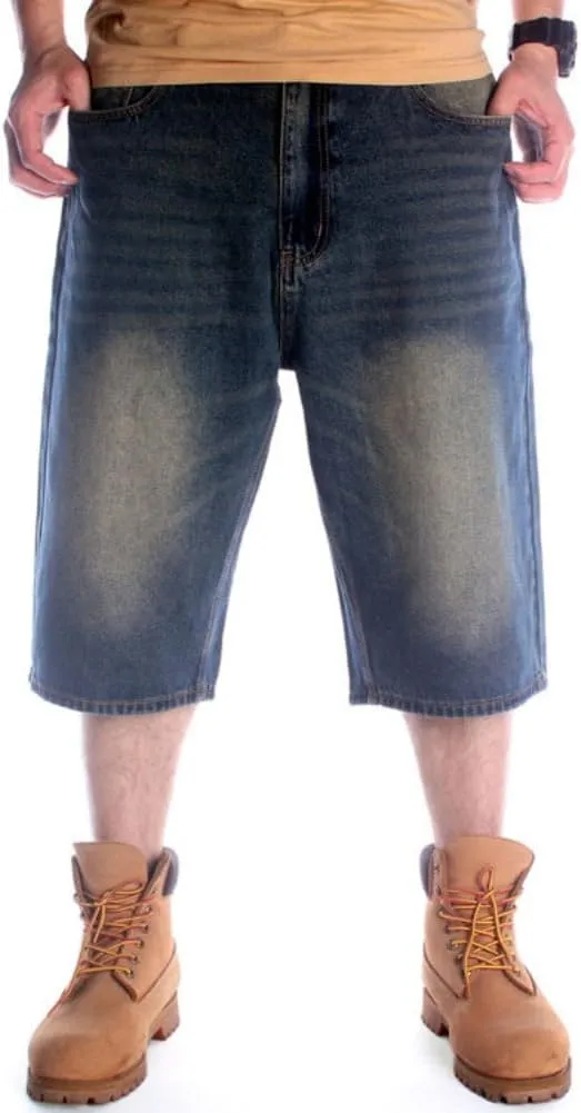 QBO Men's Fashion Hip Hop Jeans Baggy Denim Shorts
