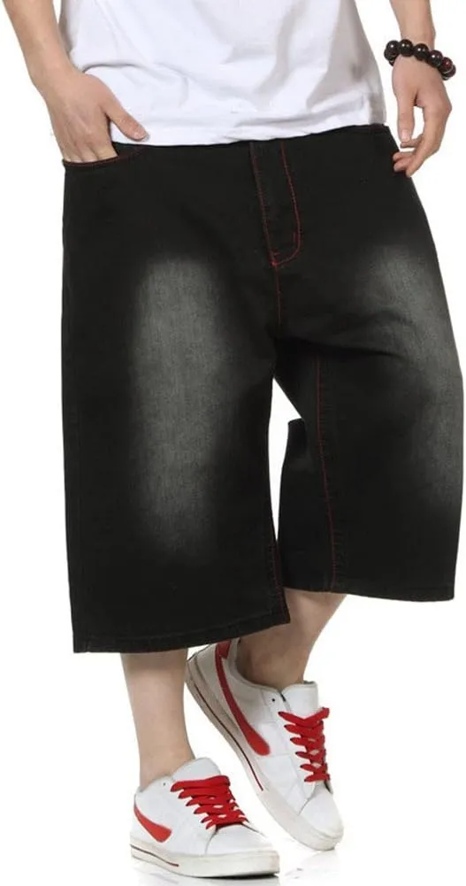 QBO Men's Fashion Hip Hop Jeans Baggy Denim Shorts