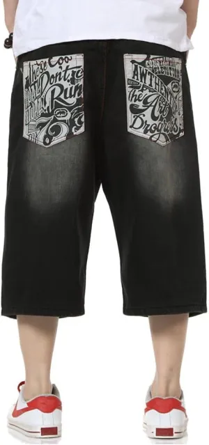 QBO Men's Fashion Hip Hop Jeans Baggy Denim Shorts