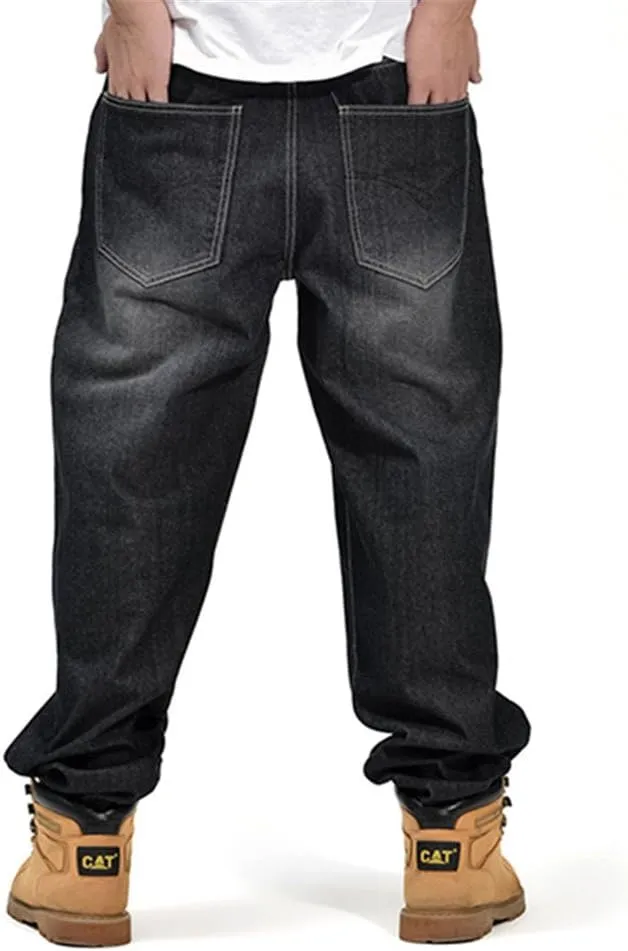 QBO Men's Hip Hop Embroidery Baggy Jeans Denim Pants