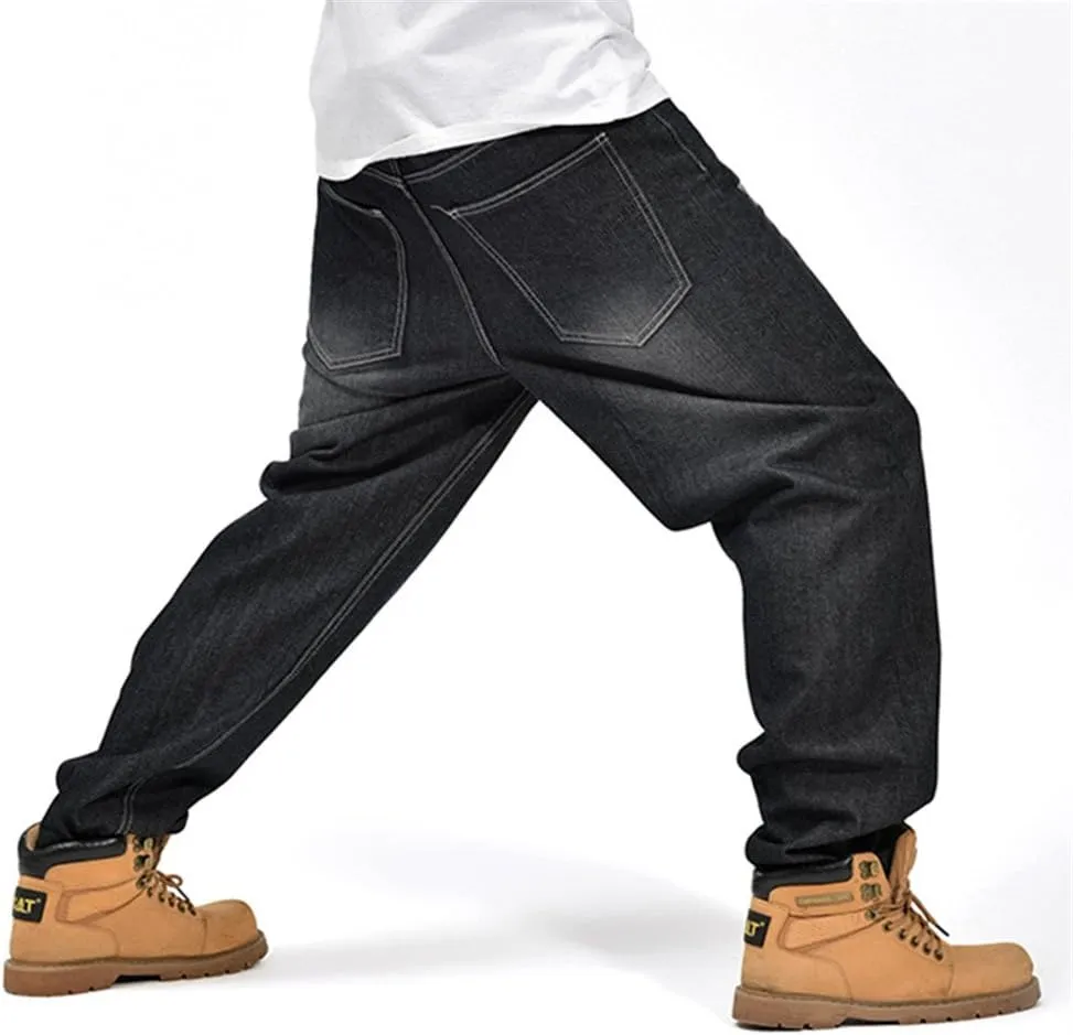QBO Men's Hip Hop Embroidery Baggy Jeans Denim Pants