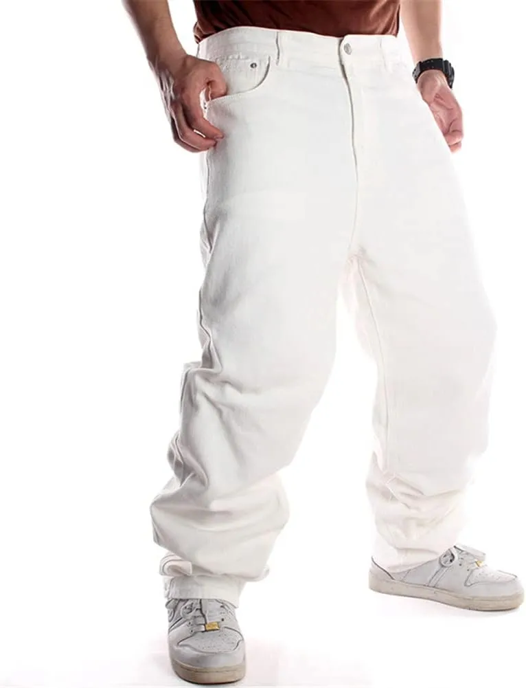 QBO Men's Vintage Graffiti Hip Hop Style Baggy Jeans Denim