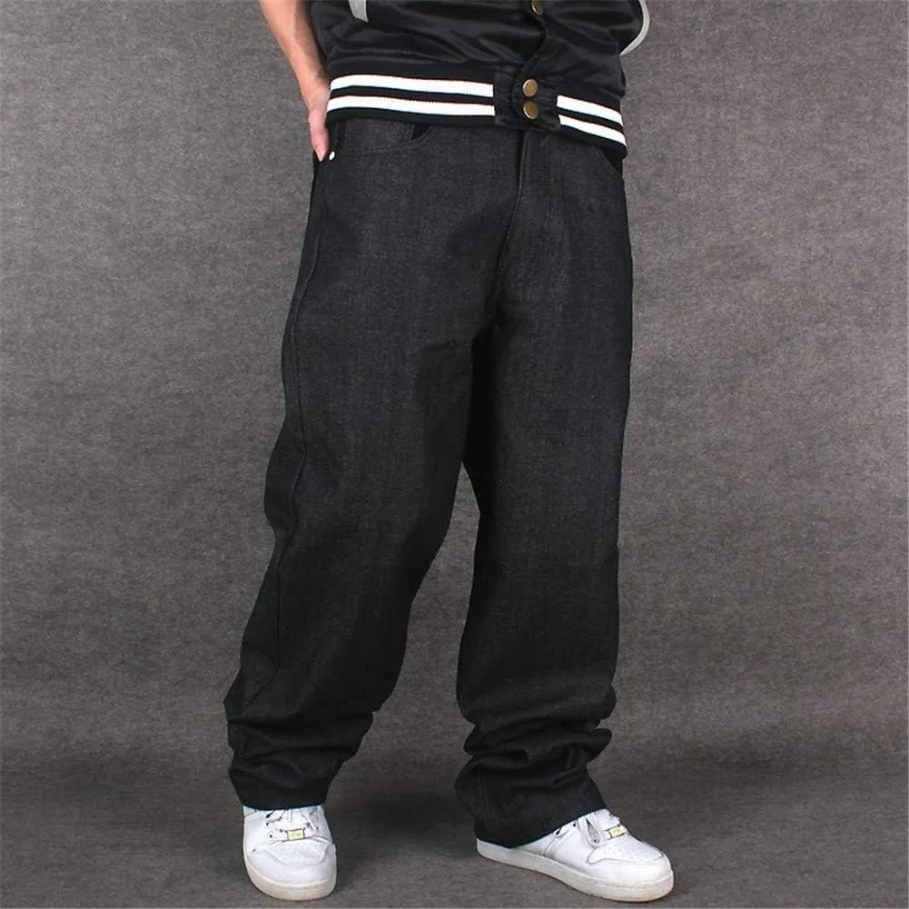 QBO Men's Vintage Graffiti Hip Hop Style Baggy Jeans Denim