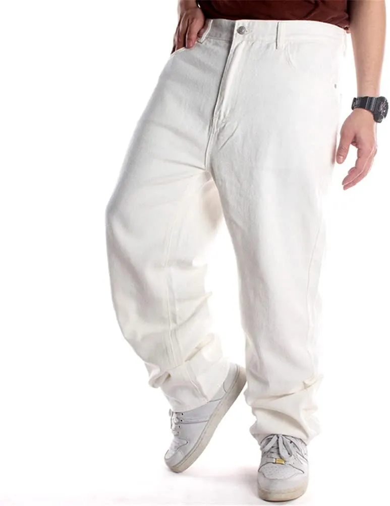 QBO Men's Vintage Graffiti Hip Hop Style Baggy Jeans Denim