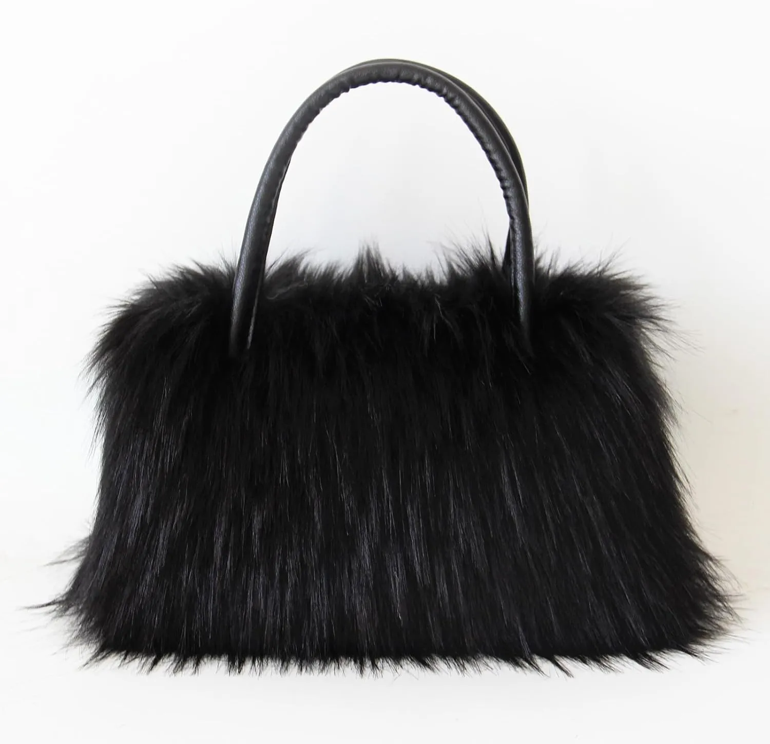 QMFUR Women's Shoulder Handbags Furry Fluffy Fuzzy Faux Fur Tote Bag Satchel Handles Handbag