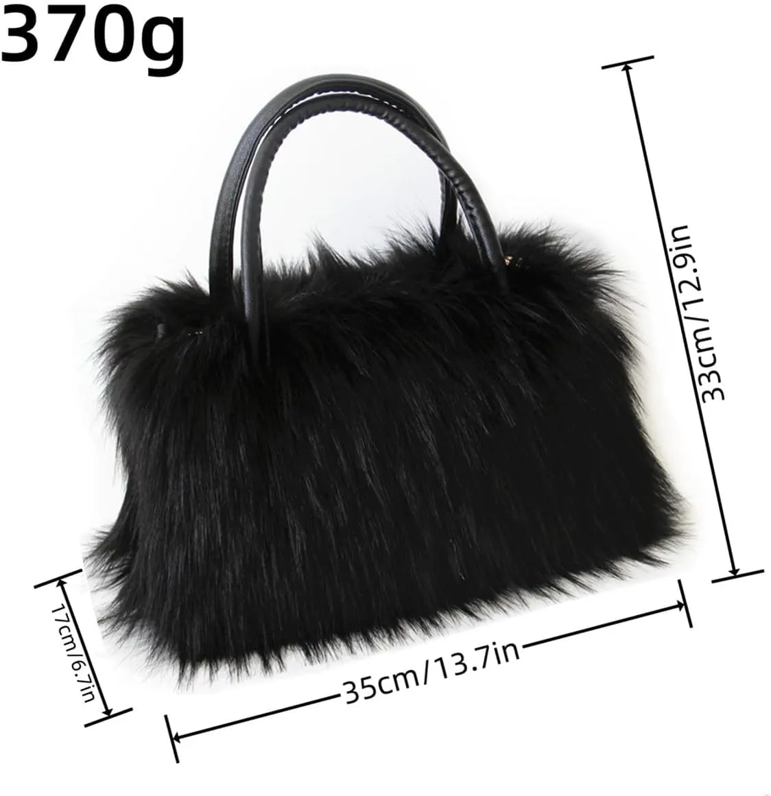 QMFUR Women's Shoulder Handbags Furry Fluffy Fuzzy Faux Fur Tote Bag Satchel Handles Handbag