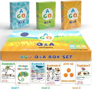 QnA ESL Card Game for Learning English. 3 Level Box Set. Practice English Conversation Through Play!
