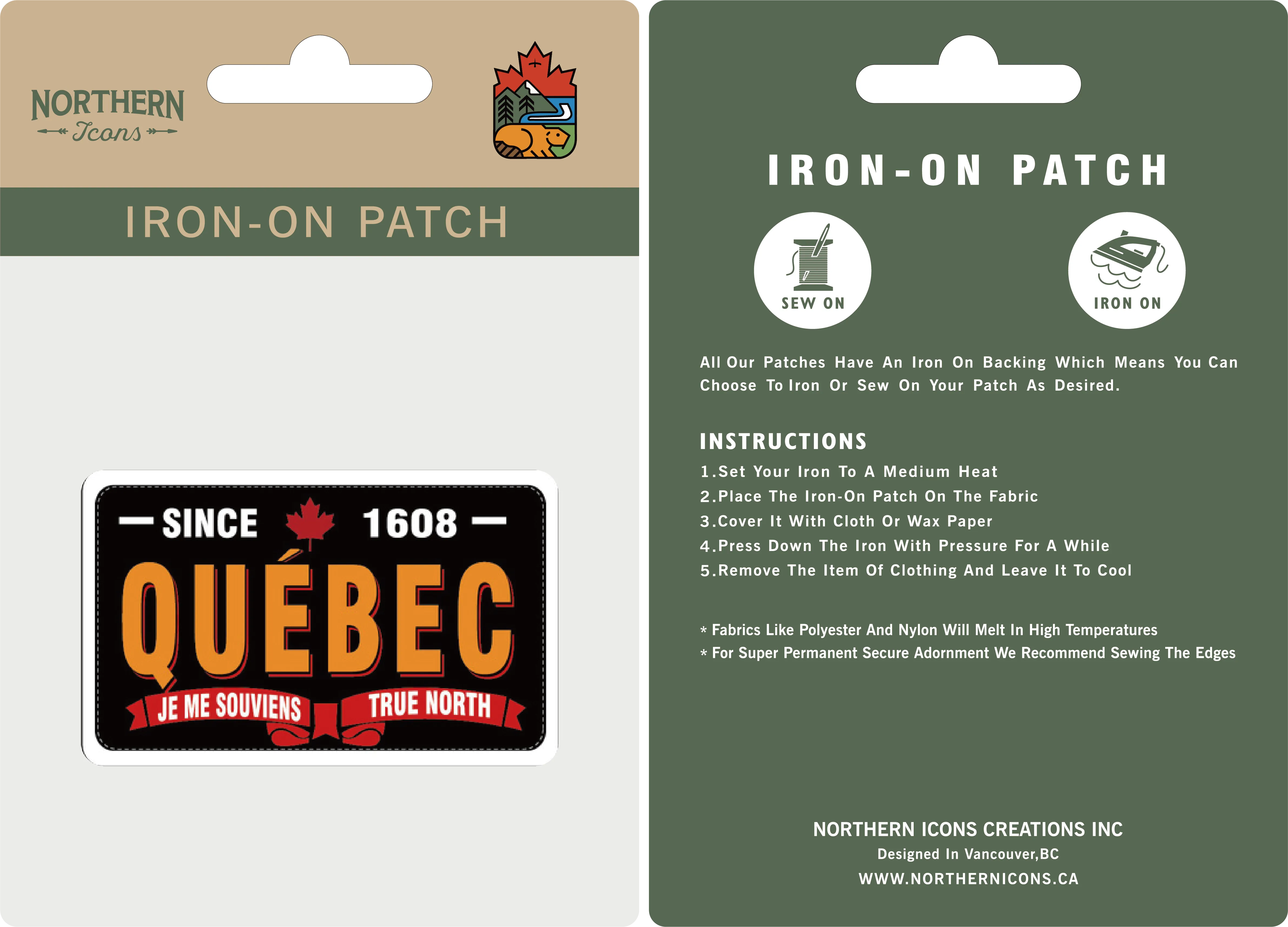 Quebec iron-on embroidery patch
