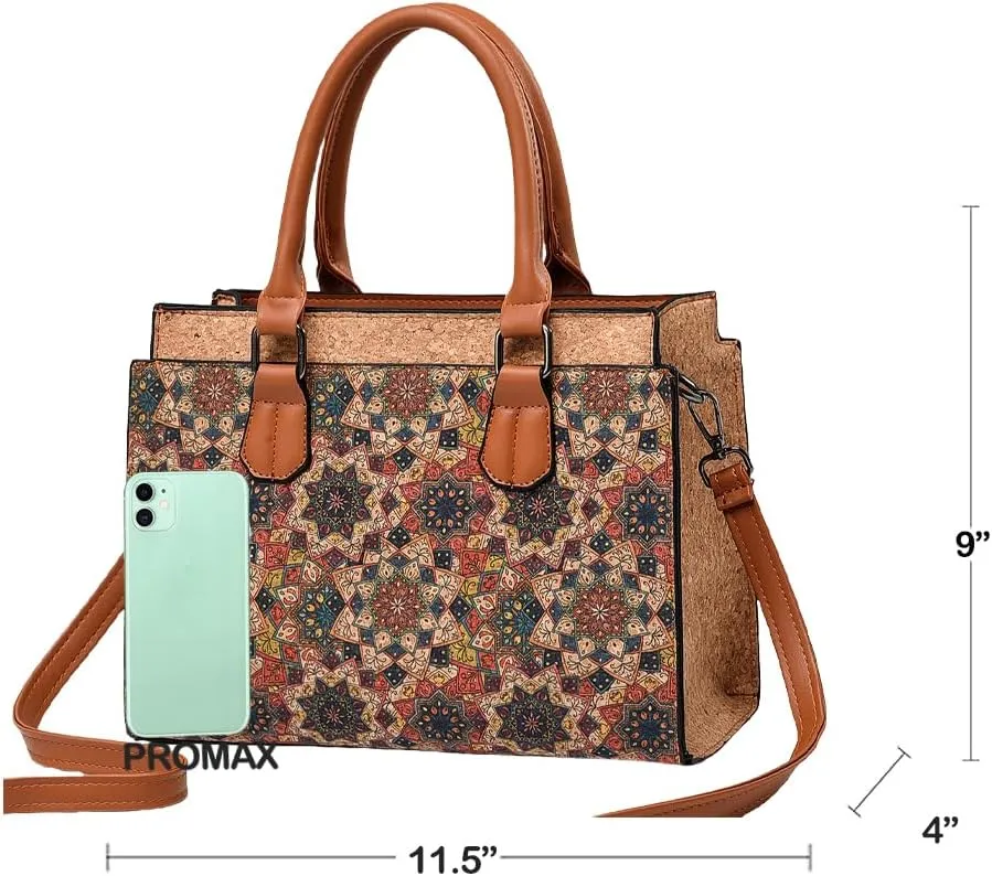 Quilted Crossbody Bags For Women Vegan Leather Purses Waterproof Natural Cork Shoulder Bag Handbags