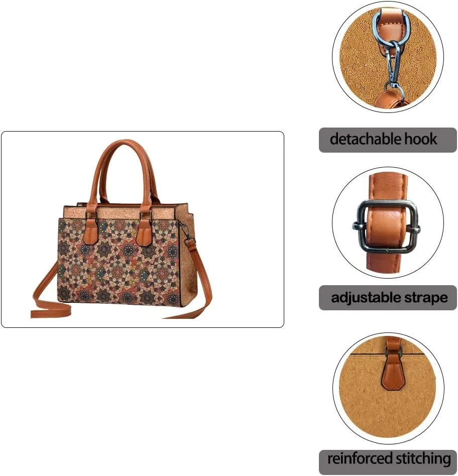 Quilted Crossbody Bags For Women Vegan Leather Purses Waterproof Natural Cork Shoulder Bag Handbags
