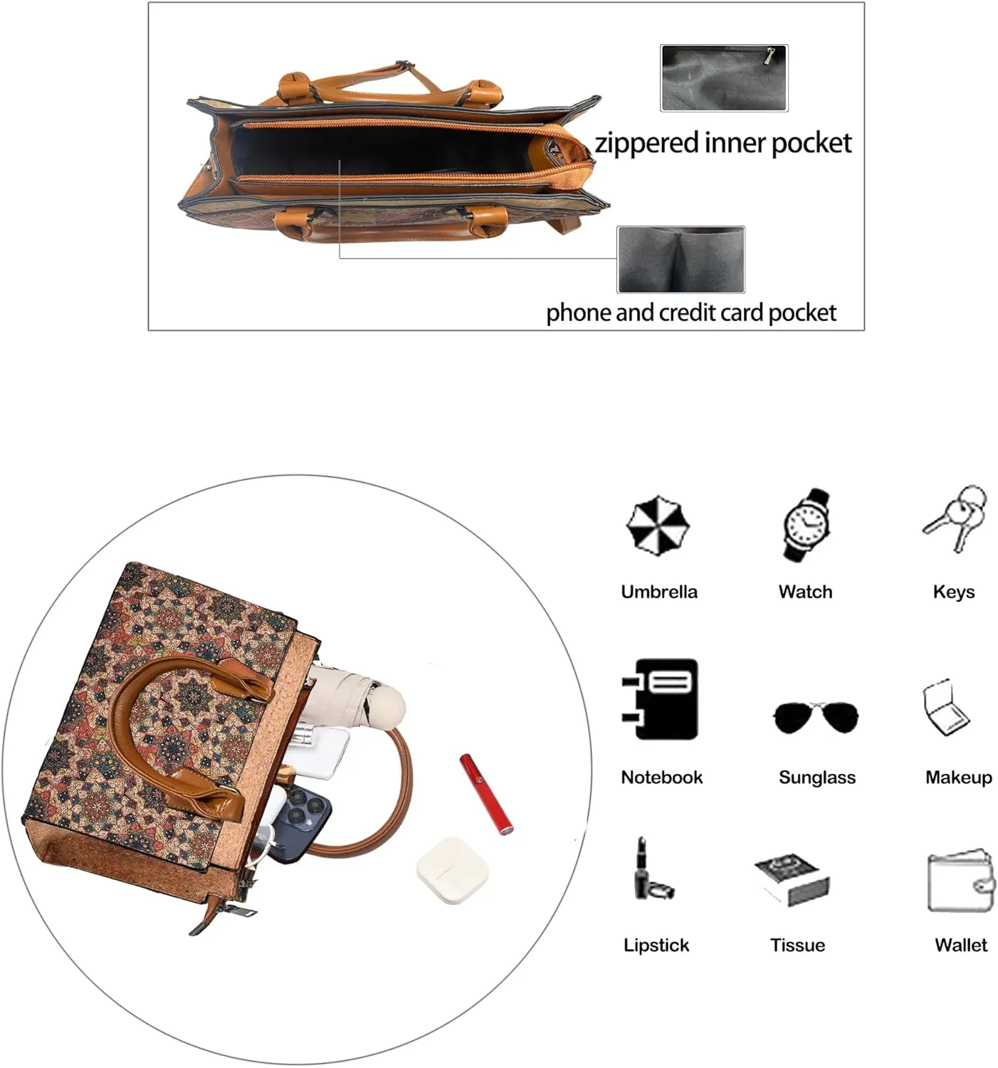 Quilted Crossbody Bags For Women Vegan Leather Purses Waterproof Natural Cork Shoulder Bag Handbags
