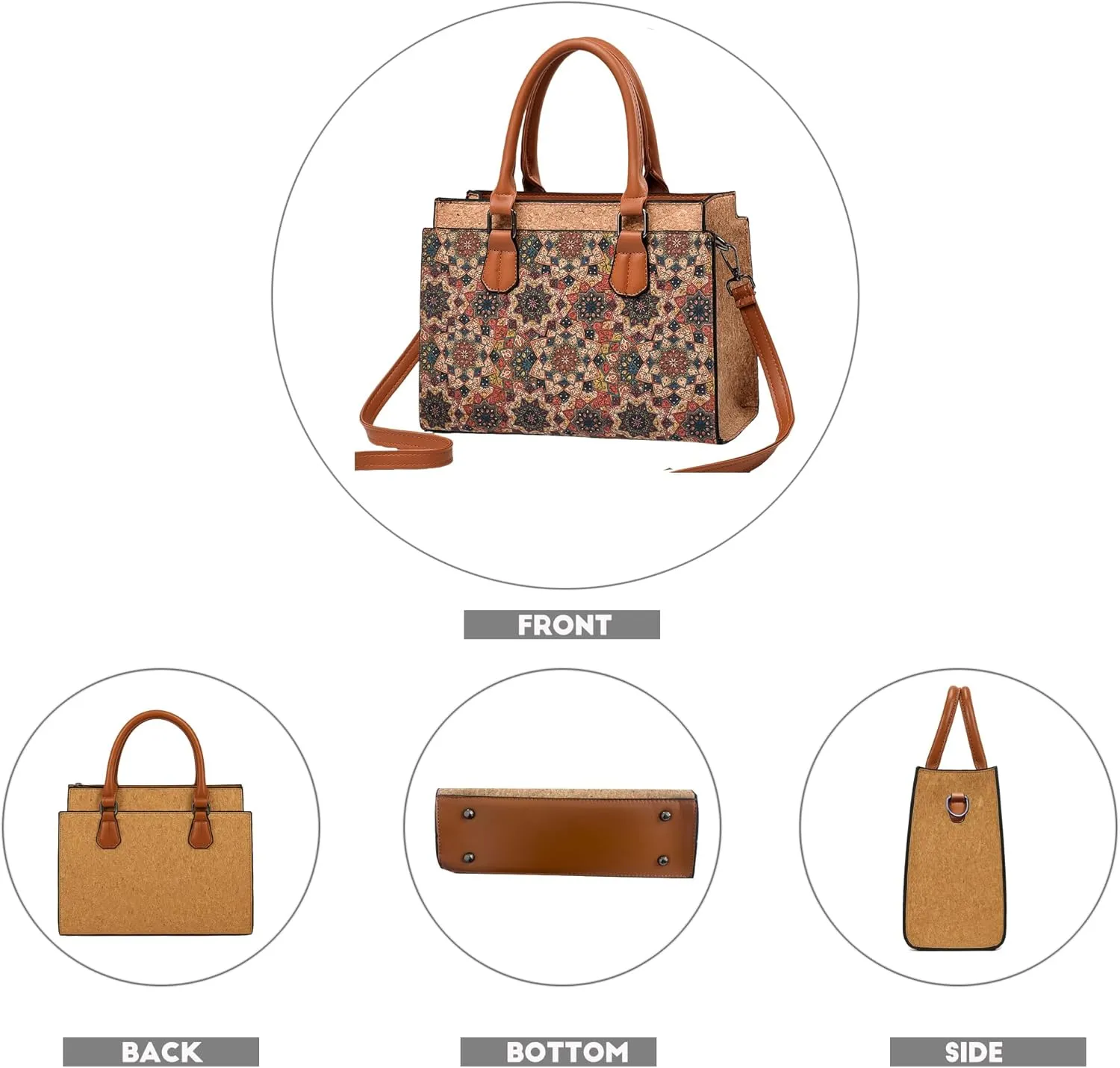 Quilted Crossbody Bags For Women Vegan Leather Purses Waterproof Natural Cork Shoulder Bag Handbags
