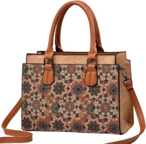 Quilted Crossbody Bags For Women Vegan Leather Purses Waterproof Natural Cork Shoulder Bag Handbags