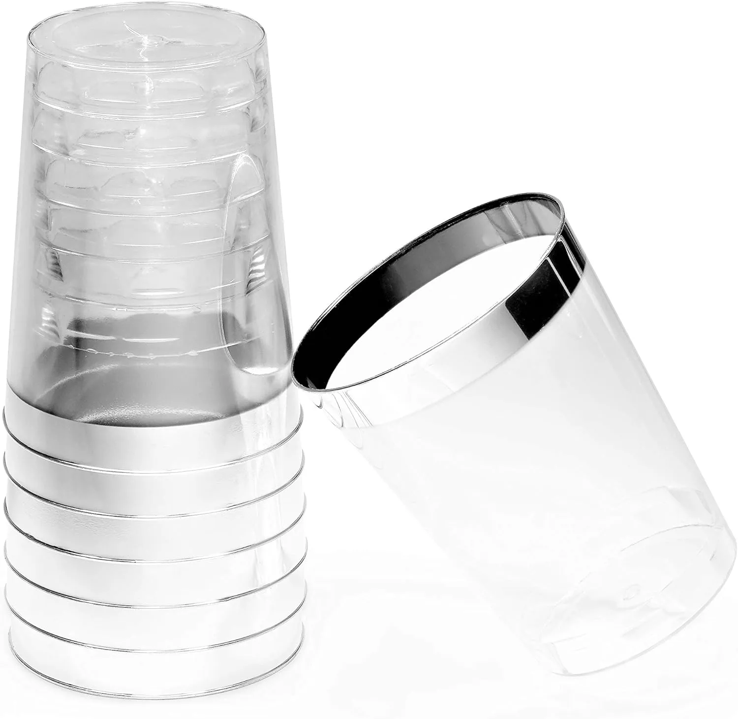 " OCCASIONS " 280pcs set (40 Guests)-Heavyweight Wedding Party Disposable Plastic Plate Set-40 x 10.5''   40 x 6.25''   Silverware   Cups   Napkins (Soleil White & Silver)