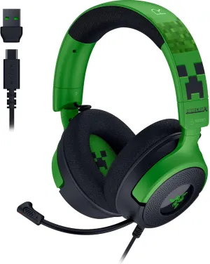 Razer Kraken V4 X Wired Gaming Headset: 40 mm Drivers - Cardioid Mic - Memory Foam Cushions - Chroma RGB Lighting - Type C & Type A Cable - for PC, Mac, PS5, Nintendo Switch - Minecraft Edition