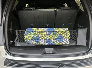 Rear Trunk Organizer Cargo Net for Caddy Cadillac Escalade Escalade ESV 2021-2025 – Envelope Style Cargo Net with Zippered Storage Bag for SUV – Premium Mesh Car Trunk Organizer