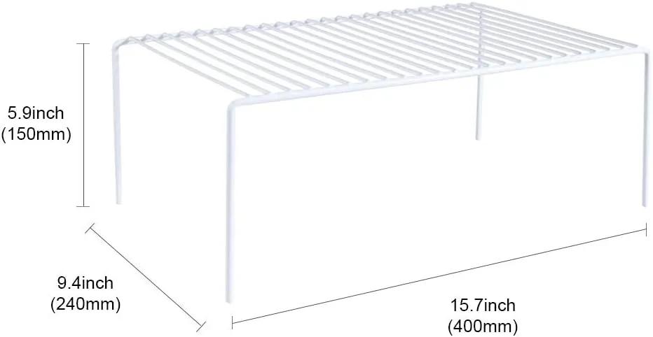 Redrubbit Large (15.7 x 9. 4 Inch) Cabinet Storage Shelf Rack, Rustproof Kitchen Counter and Cabinet Shelf, Storage Rack Organizer for Kitchen, Fridge, Cabinet, Bathroom, Set of 4