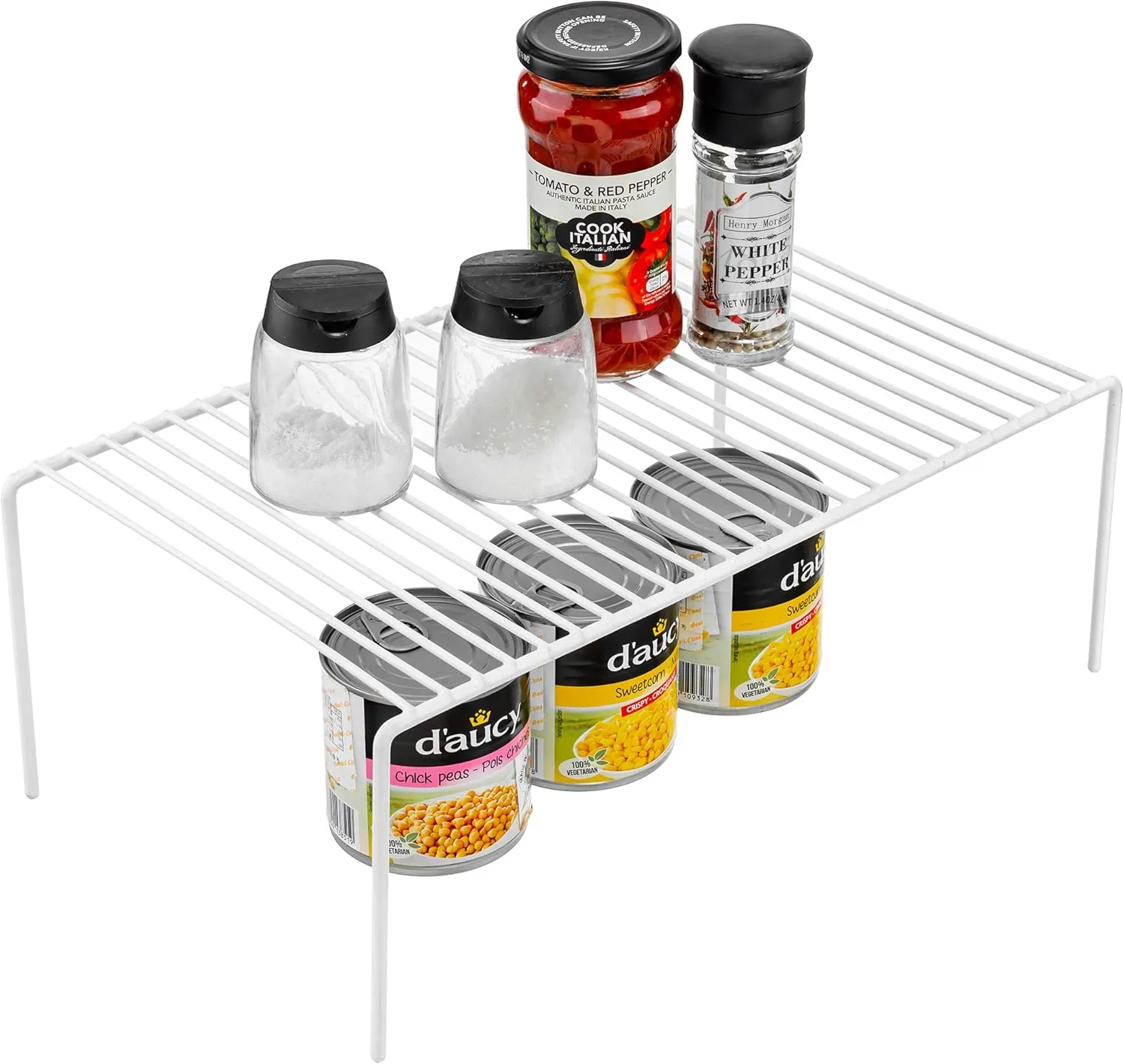 Redrubbit Large (15.7 x 9. 4 Inch) Cabinet Storage Shelf Rack, Rustproof Kitchen Counter and Cabinet Shelf, Storage Rack Organizer for Kitchen, Fridge, Cabinet, Bathroom, Set of 4