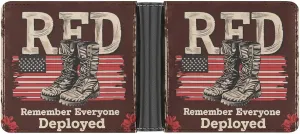 Remember Everyone Deployed RED Leather Wallets for Men Slim Bifold Purse Clutch Double-Sided Printing