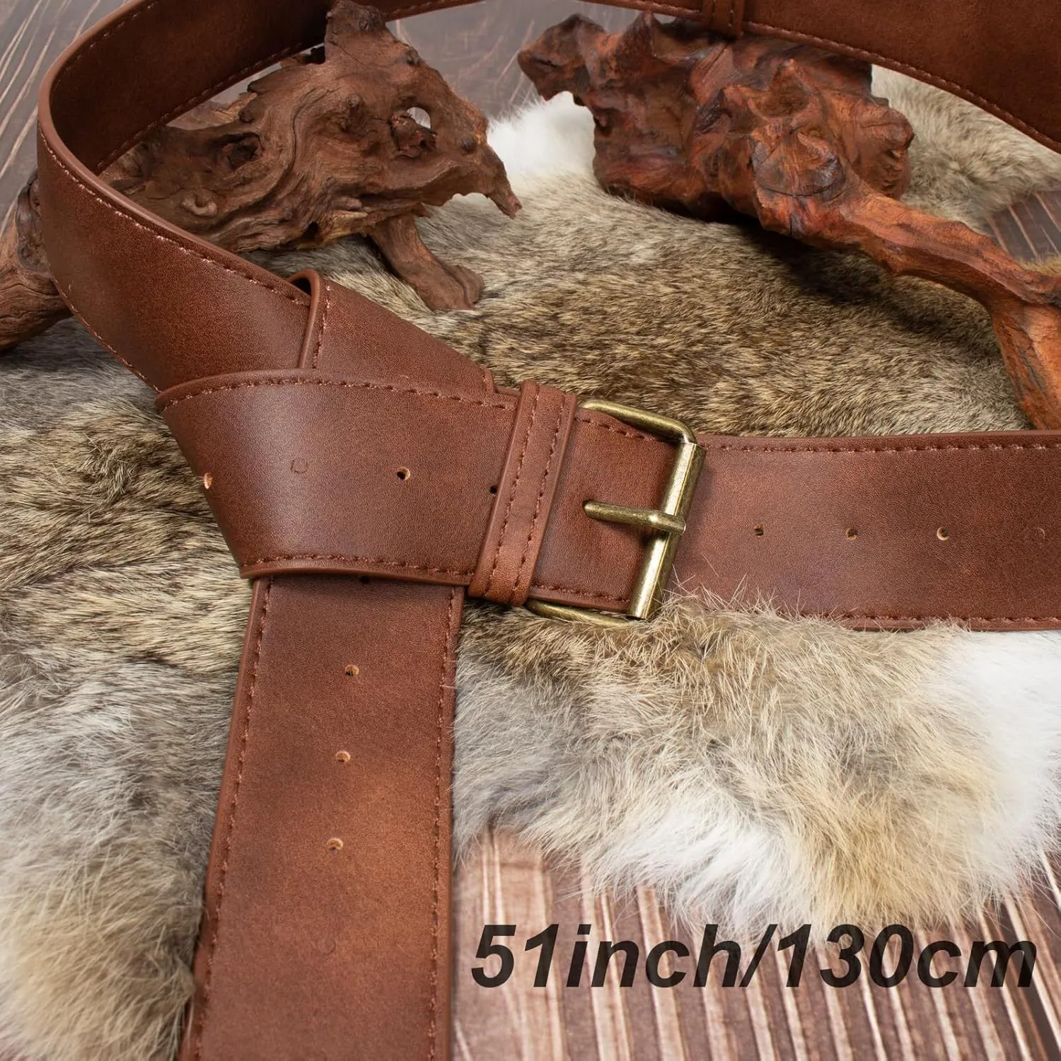 Renaissance Belt Pouch Coin Purse Skirt Hike Set Medieval Festival Costume Halloween Accessories Casual Fanny Pack Waist Bag (2Pouch-2Brown)