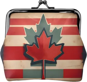 Retro Canada Flag pattern print Coin Purse, Mini Change Purse for Women Small Coin Purse for Key Headset Lipstick