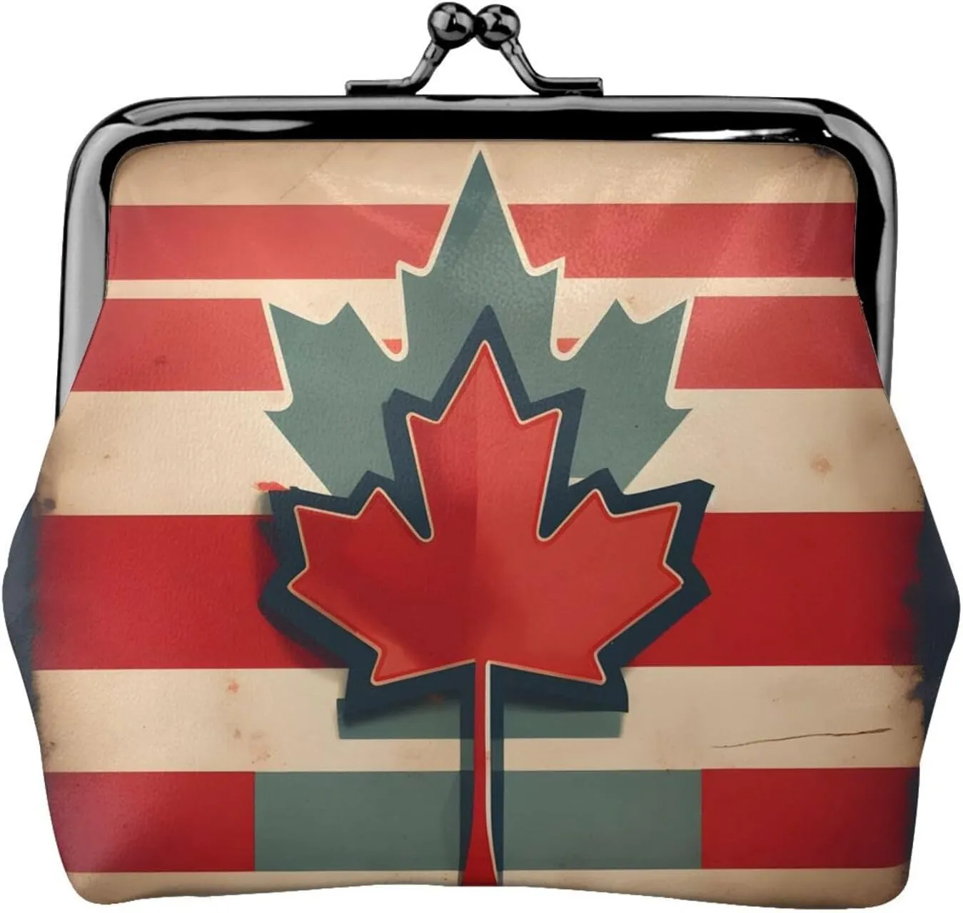 Retro Canada Flag pattern print Coin Purse, Mini Change Purse for Women Small Coin Purse for Key Headset Lipstick