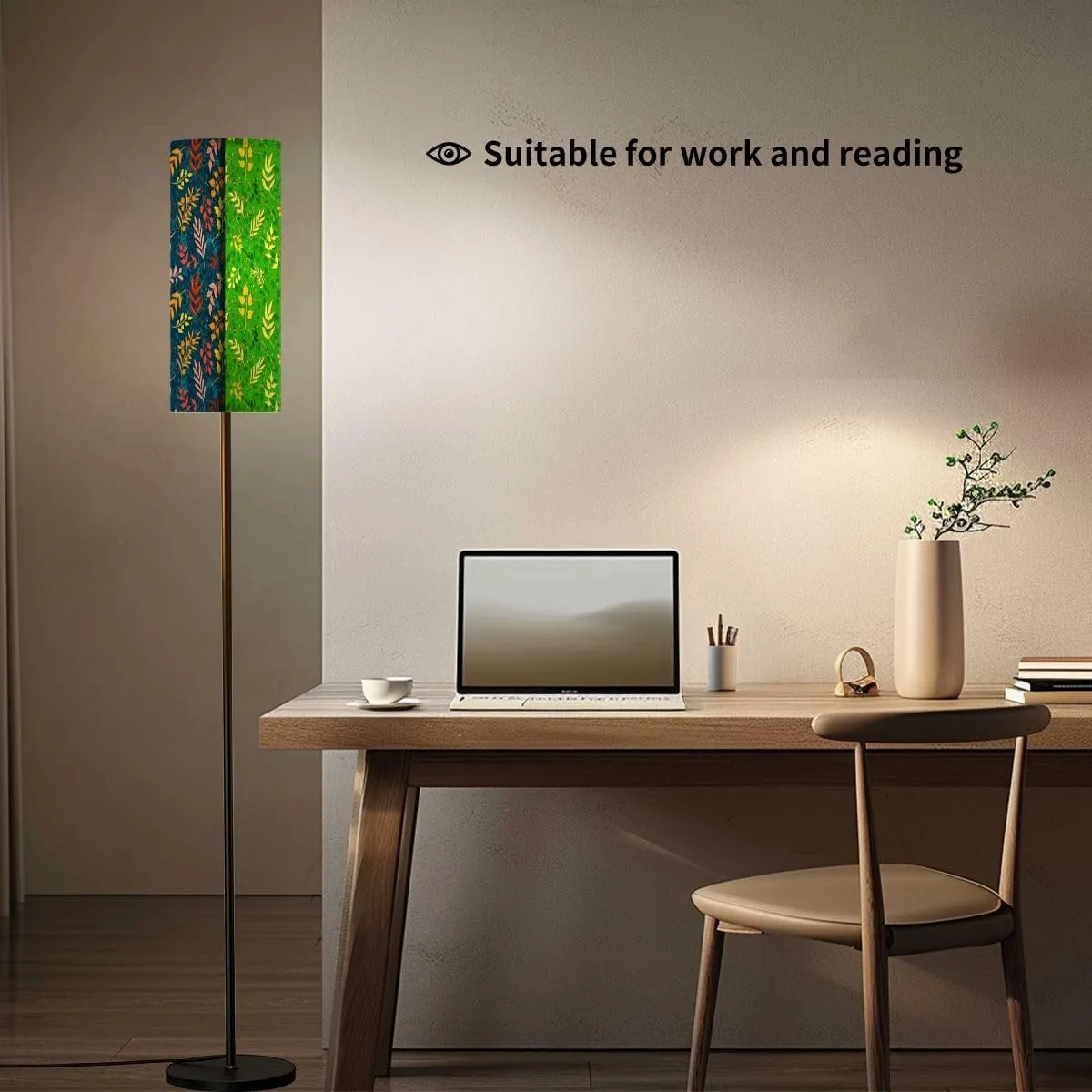 Retro style seamless pattern set hand drawn leaves branches wild herbs Modern Floor Lamp Minimalist Standing Lamps for Living Room LED Corner Lamp Remote Control Metal Pole Lamp for Bedroom, Reading