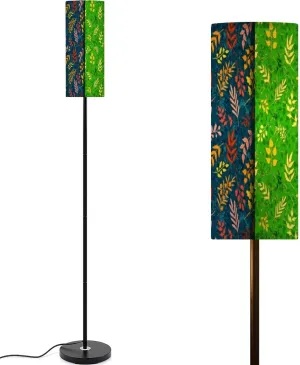 Retro style seamless pattern set hand drawn leaves branches wild herbs Modern Floor Lamp Minimalist Standing Lamps for Living Room LED Corner Lamp Remote Control Metal Pole Lamp for Bedroom, Reading