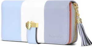 RFID Blocking Wallets Clutch Wallets for Women with Multiple Card Holder, Coin Pocket and Cellphone Compartment, Light Blue