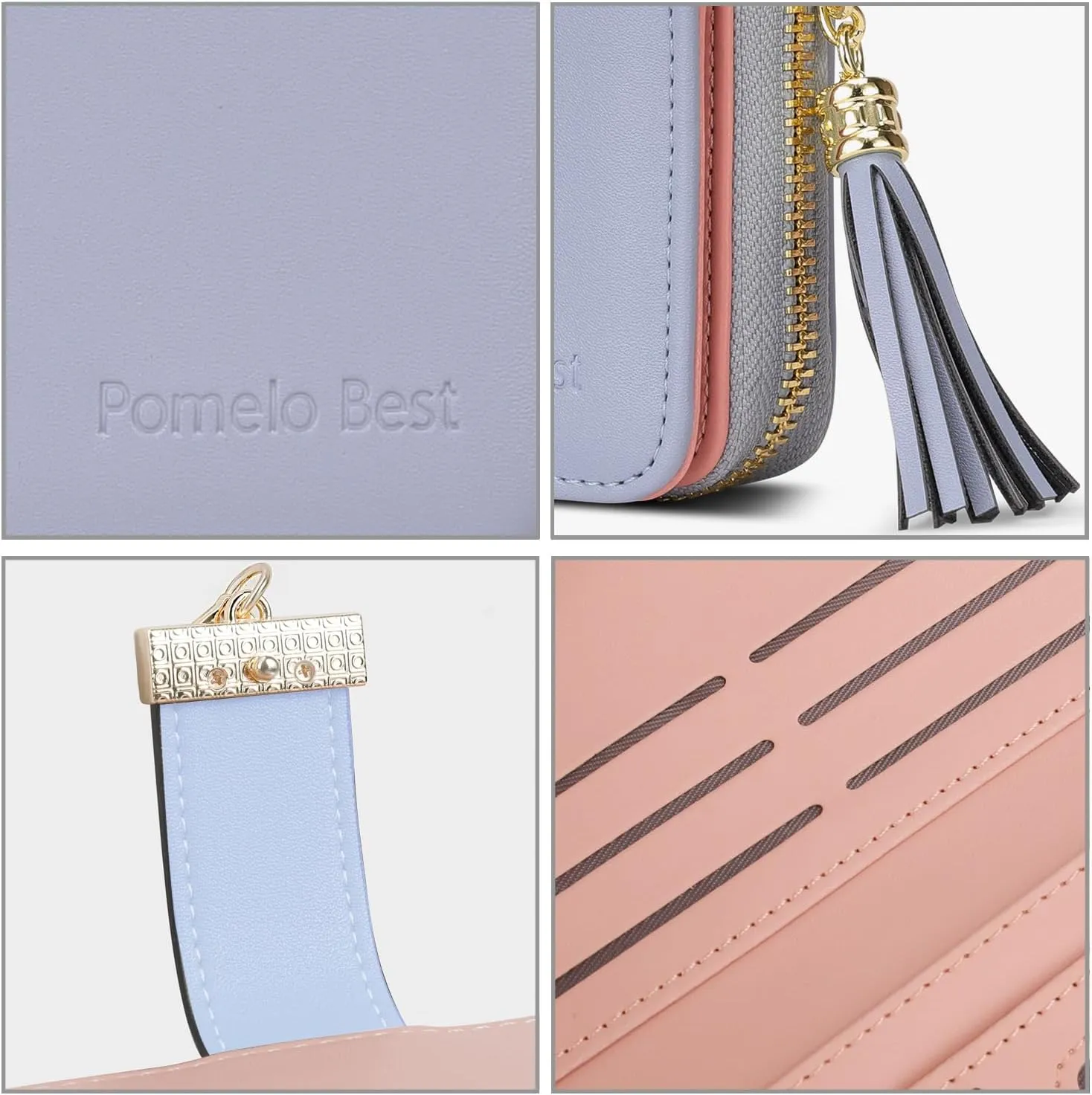 RFID Blocking Wallets Clutch Wallets for Women with Multiple Card Holder, Coin Pocket and Cellphone Compartment, Light Blue