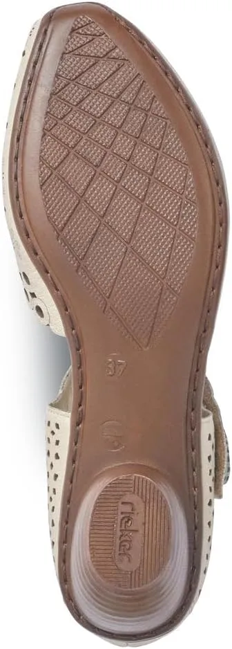 Rieker 43753 Mirjam Women's Mary Jane Heels - Low-Heel Leather Shoes with Adjustable Ankle Strap & Laser-Cut Design - Comfortable Women’s Heels for Casual & Dressy Wear