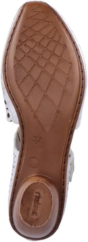 Rieker 43753 Mirjam Women's Mary Jane Heels - Low-Heel Leather Shoes with Adjustable Ankle Strap & Laser-Cut Design - Comfortable Women’s Heels for Casual & Dressy Wear