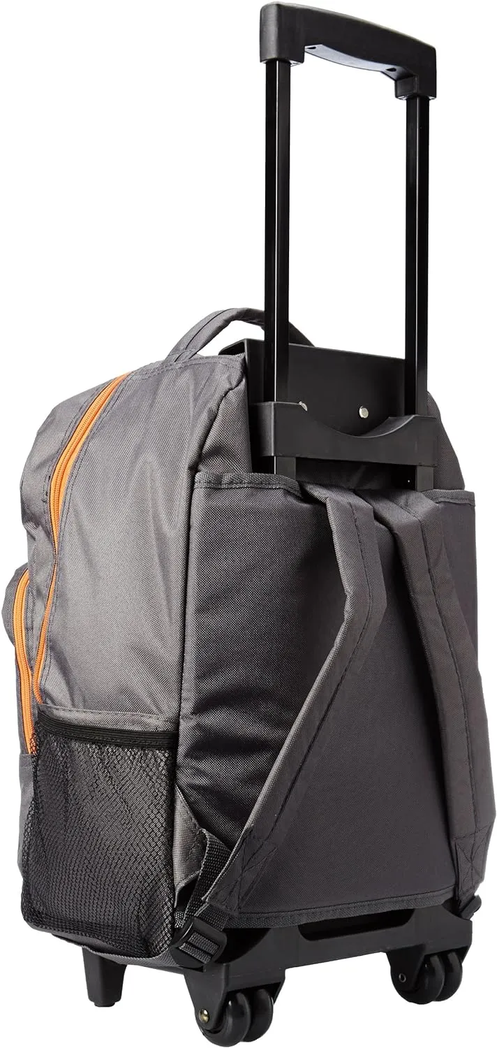 Rockland Double Handle Rolling Backpack, Charcoal, 17-Inch