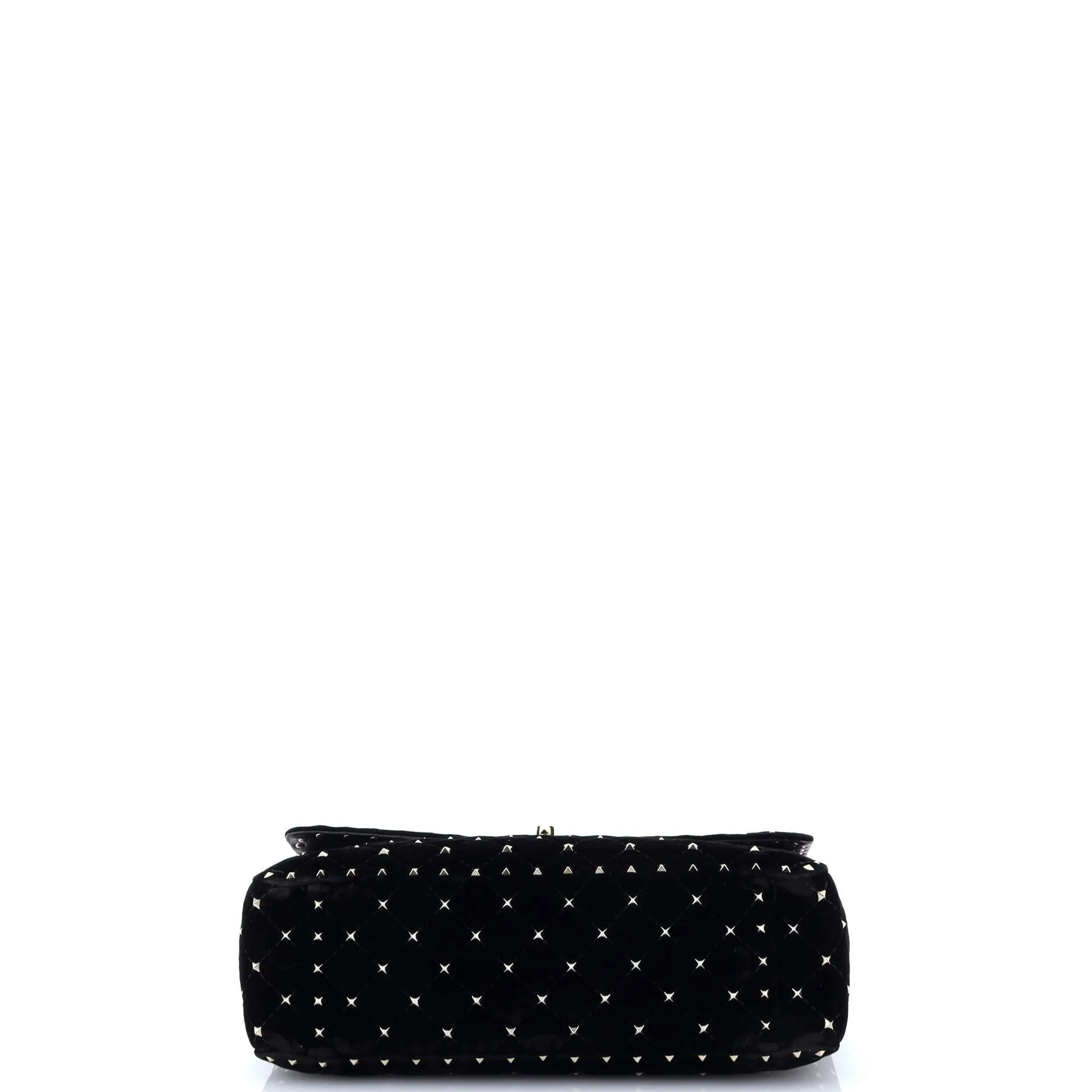 Rockstud Spike Flap Shoulder Bag Quilted Velvet Large
