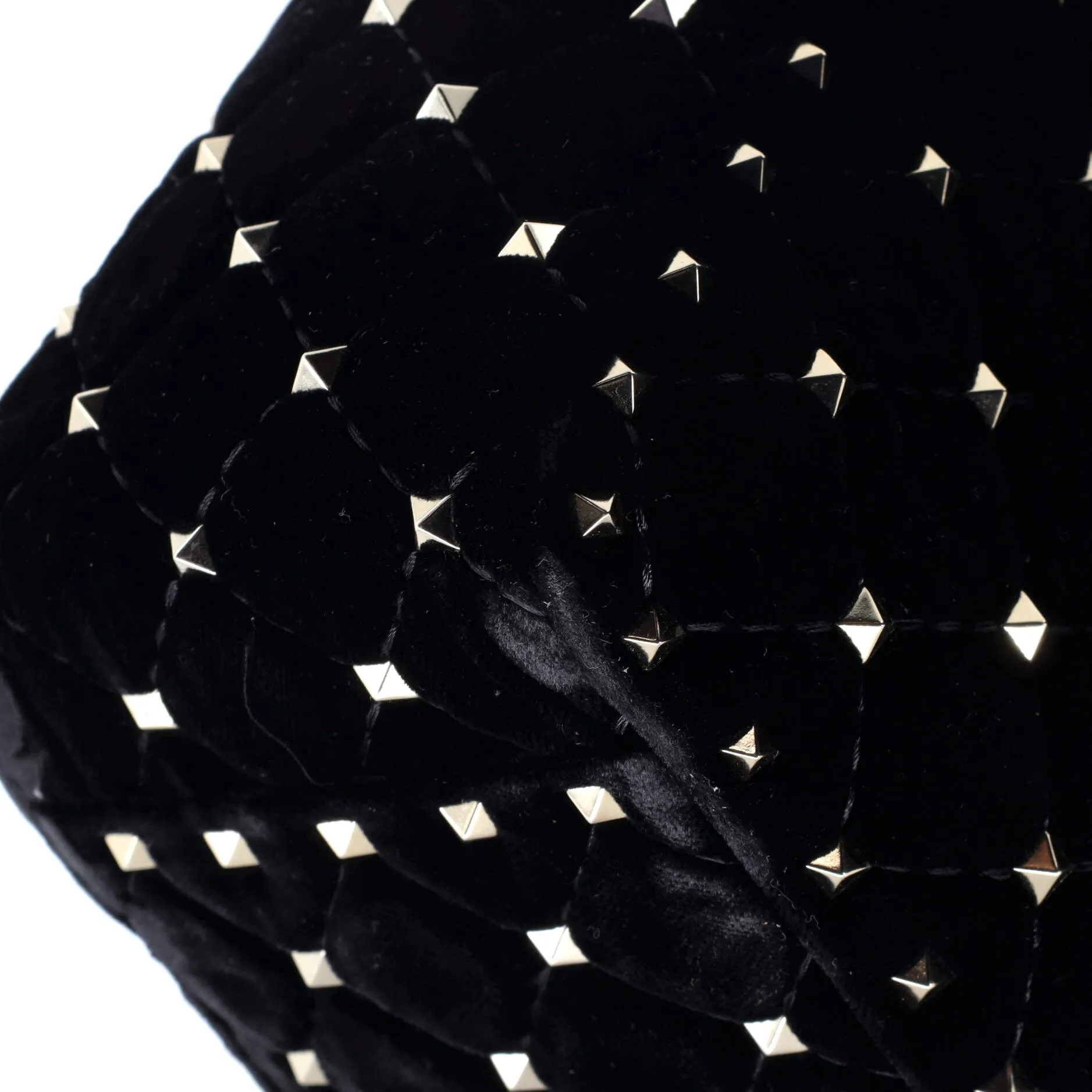 Rockstud Spike Flap Shoulder Bag Quilted Velvet Large