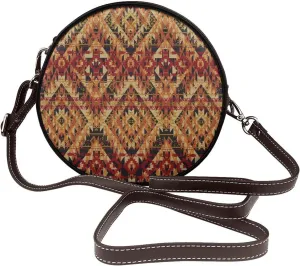 Round Faux Leather Crossbody Shoulder Sling Bag for Women