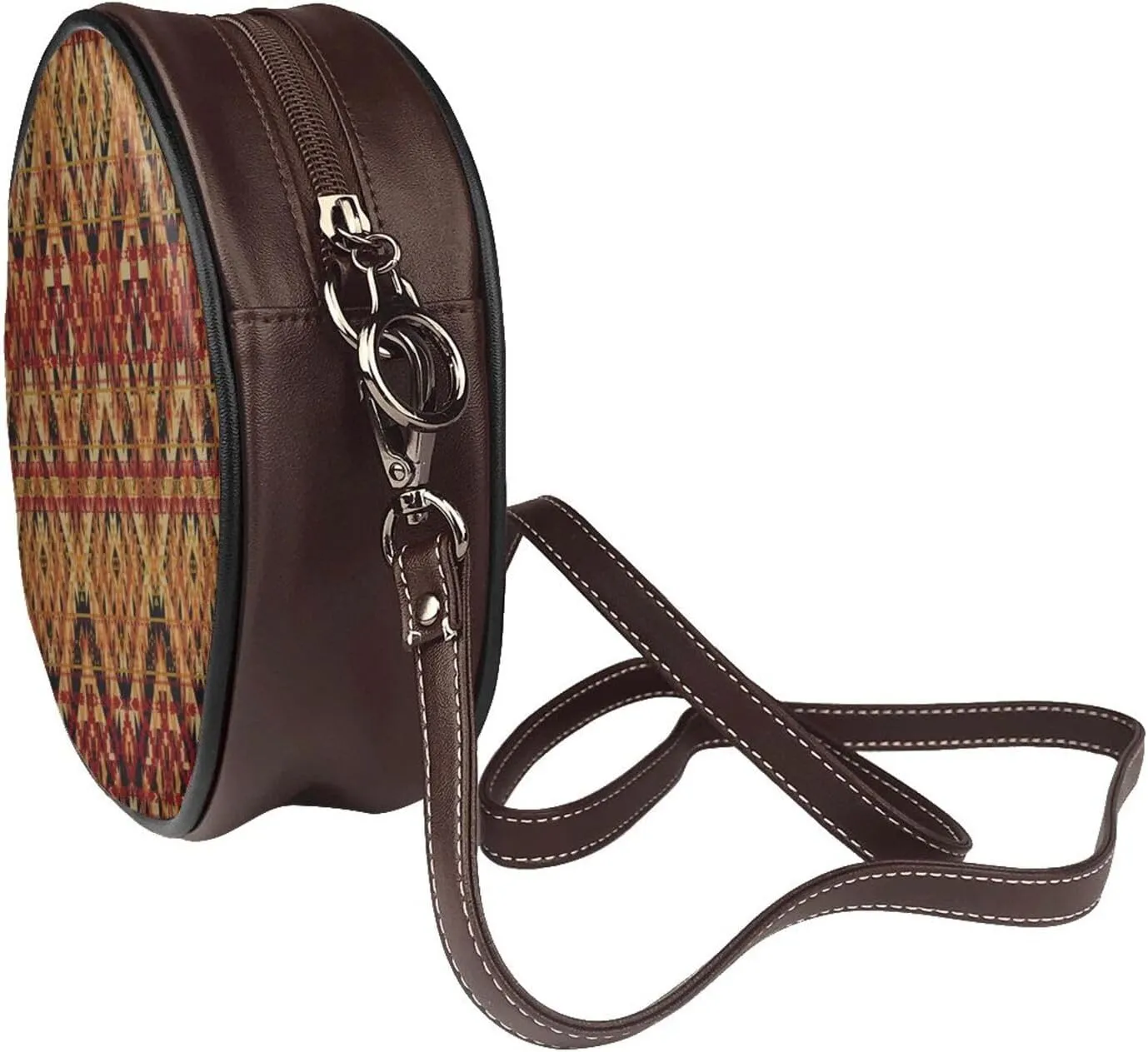Round Faux Leather Crossbody Shoulder Sling Bag for Women