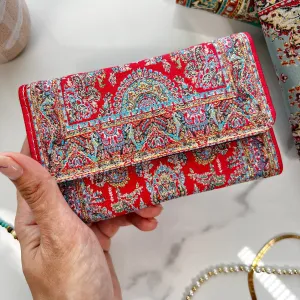 Rug Design Wallet, Small Trifold Wallet, Handmade Vegan Wallet