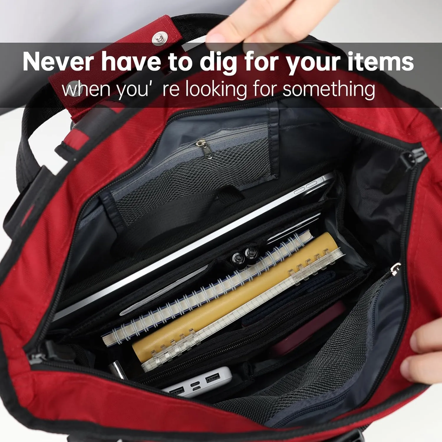 Rugged Organizer Insert for Briefcase Tote Shoulder Messenger Bag - 19 Pockets,Durable Padded Nylon,Handle (Small,Navy)