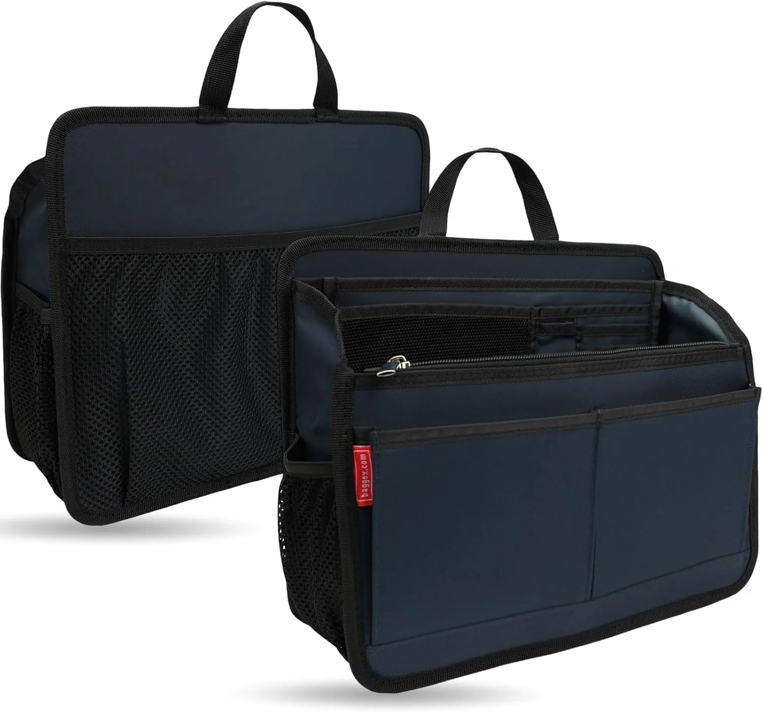 Rugged Organizer Insert for Briefcase Tote Shoulder Messenger Bag - 19 Pockets,Durable Padded Nylon,Handle (Small,Navy)