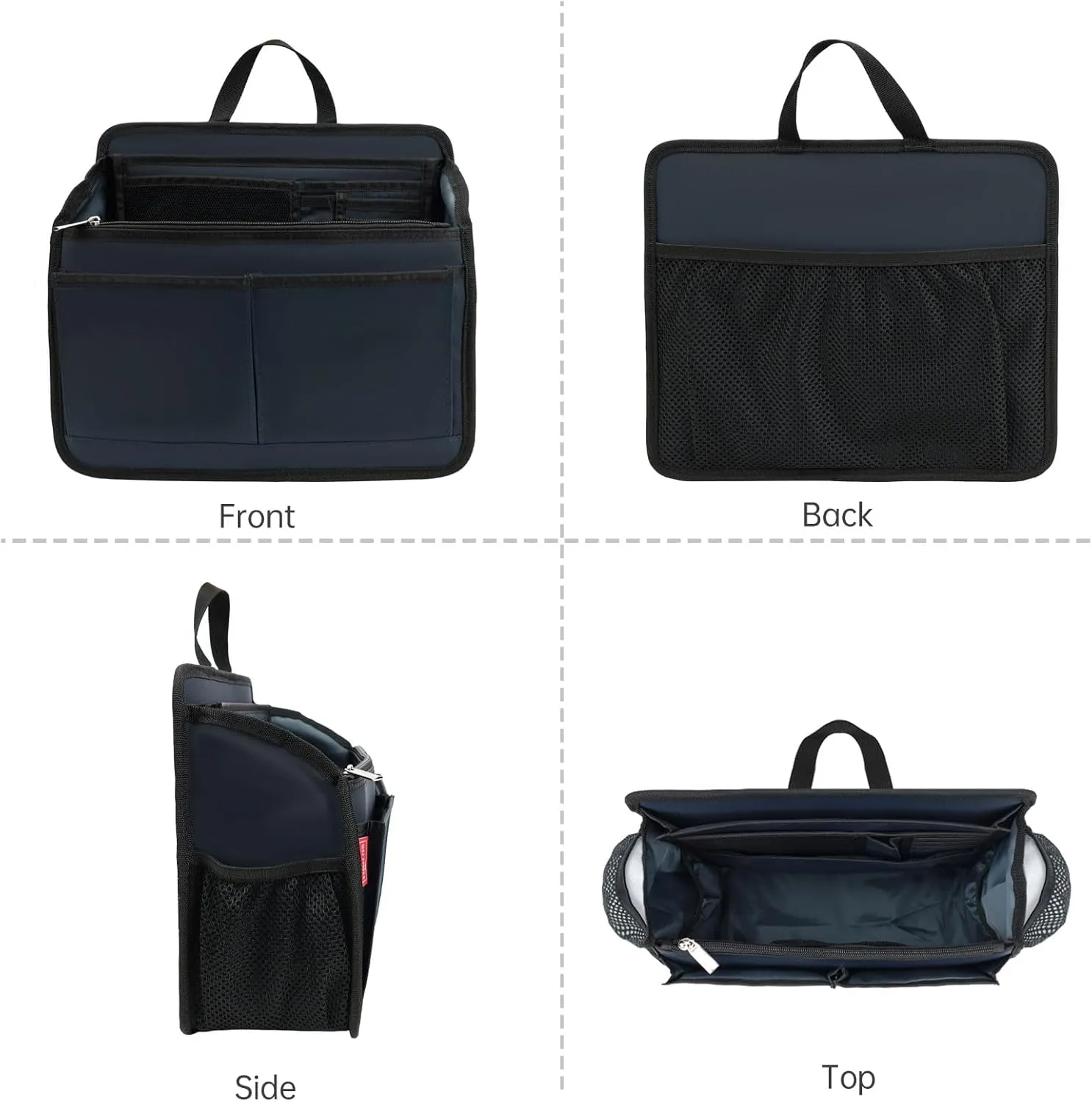 Rugged Organizer Insert for Briefcase Tote Shoulder Messenger Bag - 19 Pockets,Durable Padded Nylon,Handle (Small,Navy)