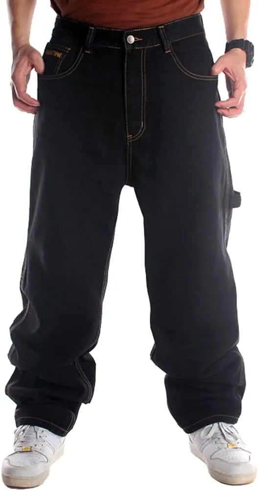 Ruiatoo Men's Classic Baggy Jeans Daily Loose Denim Jeans Hip Hop Dance Jogging Long Casual Pants